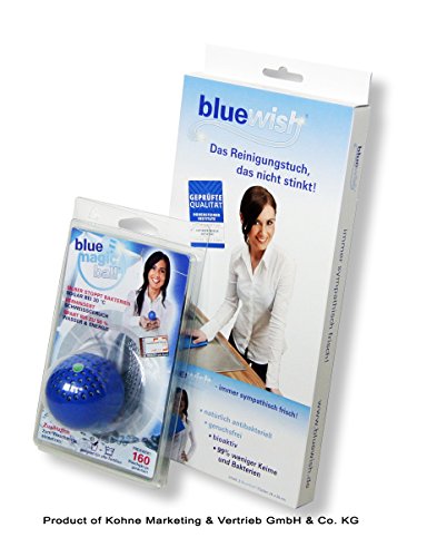 BlueMagicBall® und BlueWish® Probierset, das Reinigungstuch, das nicht stinkt & antibakterieller Waschball für Ihre Wäsche!