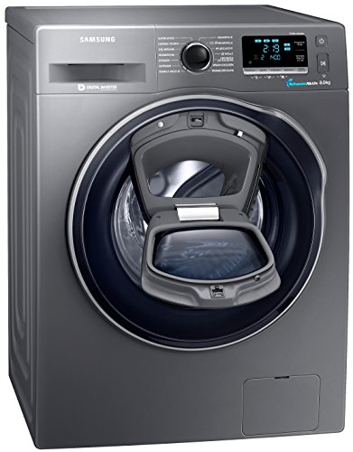 Samsung WW80K6404QX/EG Waschmaschine FL/A+++/116 kWh/Jahr/1400 UpM/8 kg/Add Wash/WiFi Smart Control/Super Speed Wash/Digital Inverter Motor/anthrazit