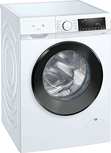 Siemens WG54G105EM iQ500 Waschmaschine, 10 kg, 1400 UpM, Antiflecken-System entfernt 4 Fleckenarten, Outdoor-Programm Schonende Reinigung, speedPack L Beschleunigen Sie Ihre Programme Weiß